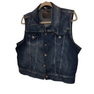Levi's Strauss vintage blue denim jean jacket vest XL FESTIVAL WEAR XL
